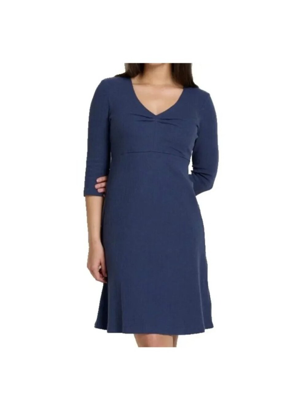Toad & Co Rosalinda Dress Blue 3/4 Sleeve Gorpcore Outdoor Hike Casual Travel Sm